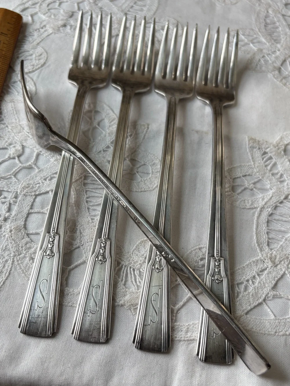 Revelation 1938 International Silver silver plate grille forks art deco flatware